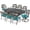 Ocean Blue, variant on MEETWARM 9-Piece Outdoor Patio Dining Set, All-Weather Cast Aluminum Patio Conversation Set with 2 Swivel Rocker Chairs, 6 Stationary, 1 Oval Table, 8 Cushions, 2.2" Umbrella Hole