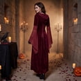 thumbnail image 5 of Witch Costume, Witch Outfit, Witch Roleplay, Witch Cos, Witch Cosplay, Women Renaissance Lace-Up Vintage Hooded Dress Medieval Witch Dress Cosplay Costume, Red XXL, 5 of 6