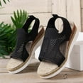 thumbnail image 6 of Sandals for Women 2025, Xunlbb Summer Big Size New Flying Woven Fish Mouth Beach Sandals Mesh Cloth Breathable Wedge Shoes(Black,Size:35), 6 of 8