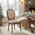 thumbnail image 5 of SAFAVIEH Holloway Transitional Tufted Oval Back Side Chair, Set of 2, Beige/Rustic Oak, 5 of 17