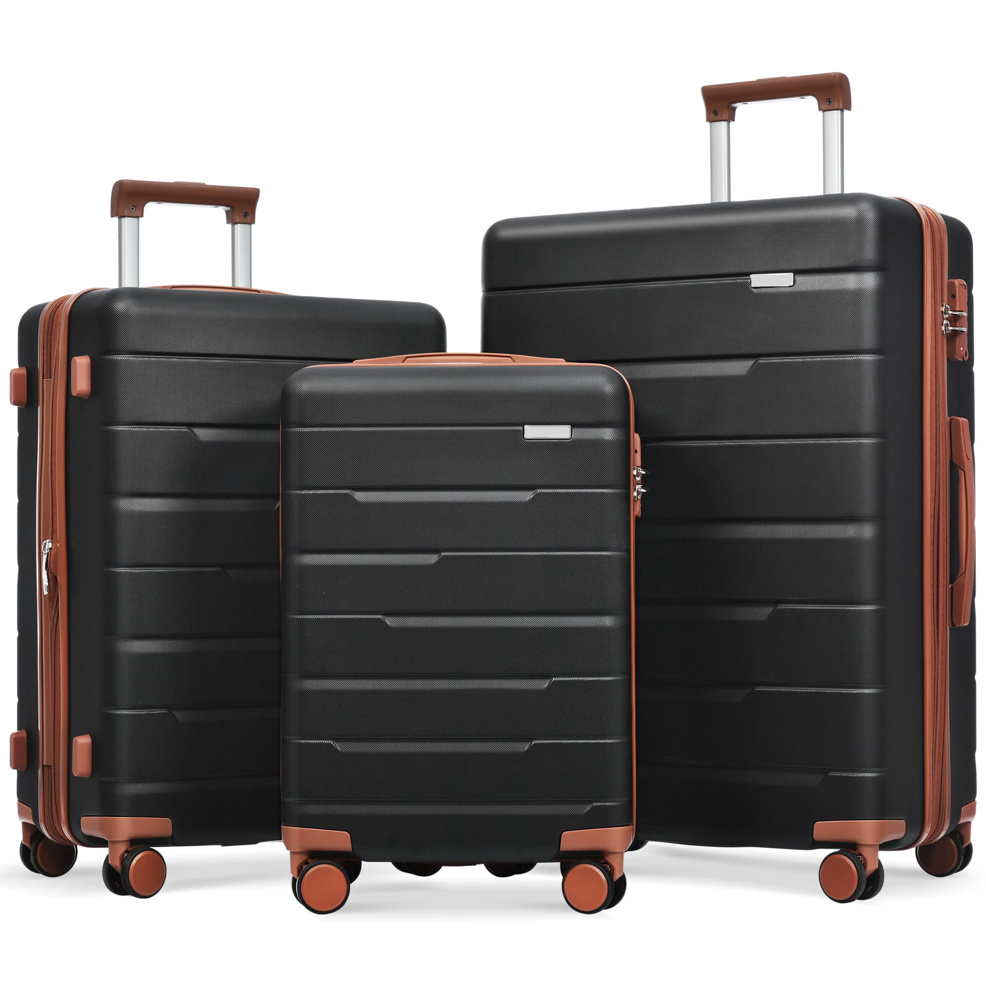 Luggage Sets 3 Piece Suitcase Set with Spinner Wheels, Built-in TSA Lock, Foldable Duffel Bag for Travel Men & Women