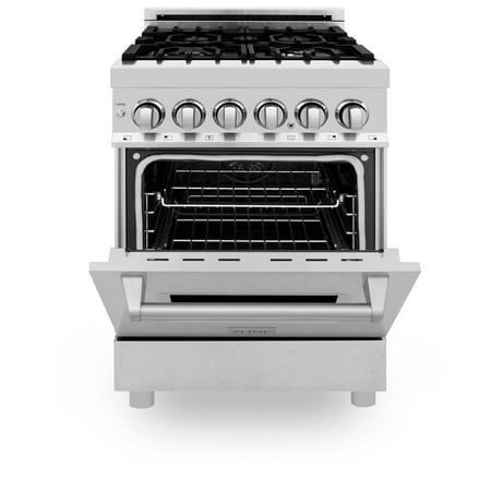 ZLINE - Dual Fuel Range with Gas Stove and Electric Oven in Stainless Steel and Black Matte Door - Multicolor