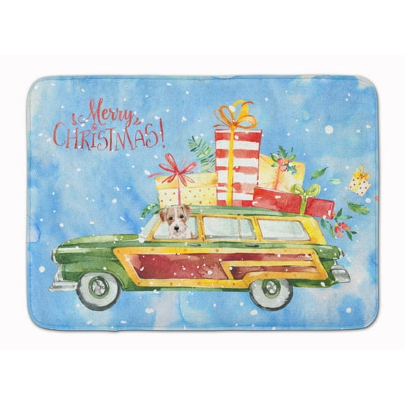 Merry Christmas Jack Russell Terrier Machine Washable Memory Foam Mat