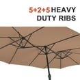 thumbnail image 4 of Ainfox 15ft Large Patio Umbrella, Double-Sided Outdoor Rectangle Table Umbrellas with Fillable Weighted Sand Bag Base，Brown, 4 of 9