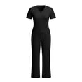 thumbnail image 7 of Gamivast 2 Piece Sets for Women V-Neck Short Sleeve Crop Top & Wide Leg Pants Solid Soft Stretchy Yoga Lounge Wear Casual Summer Daily Matching Outfits, 7 of 7