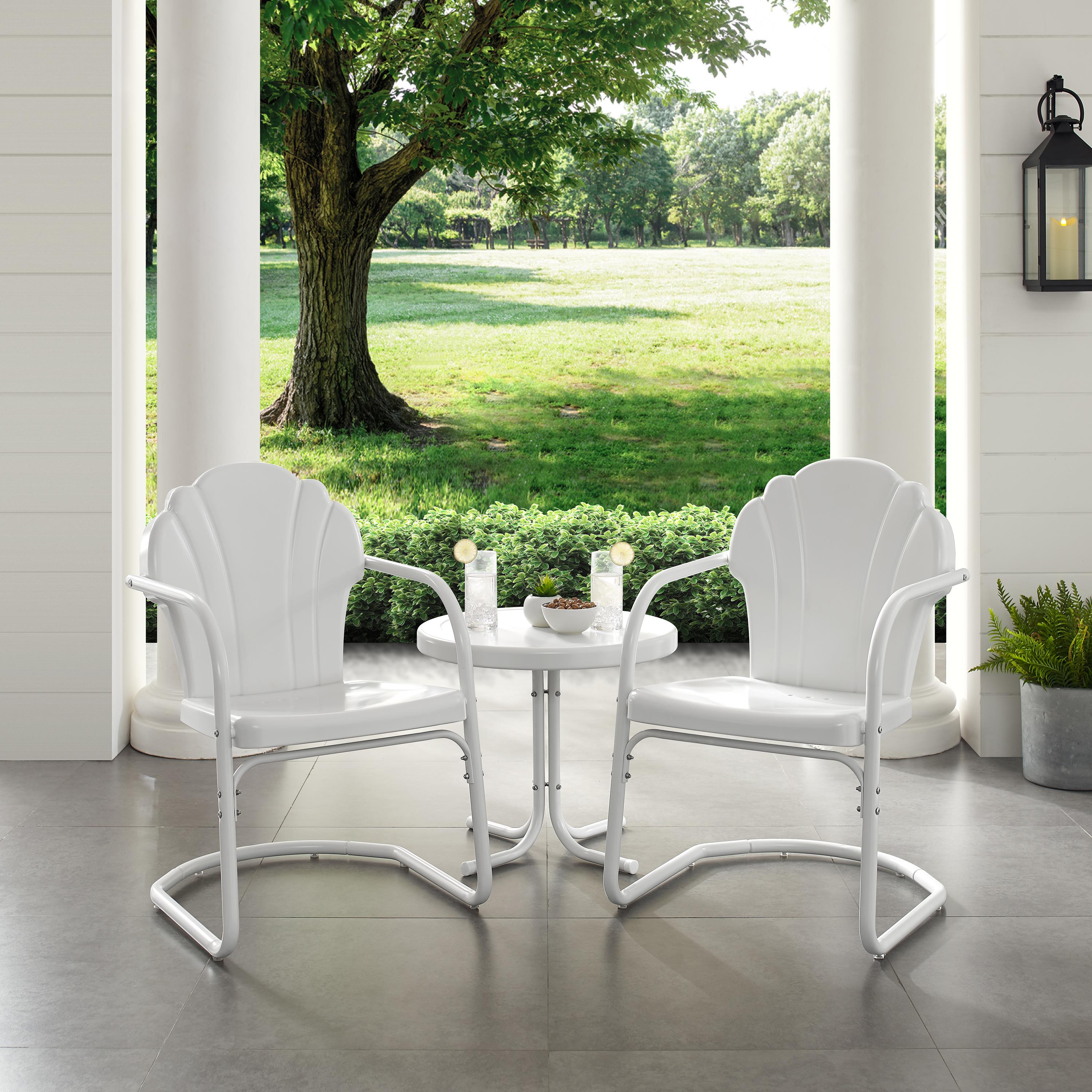 Crosley Furniture Tulip 3 Piece 22"Round Metal Patio Conversation Set in White - image 2 of 7