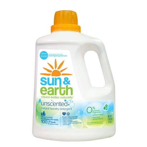 Sun and Earth Natural Laundry Detergent Unscented Case of 4 100