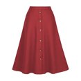 thumbnail image 7 of TEMOFON Womens Midi Skirt High Waisted A Line Skirt Button Front Long Skirt Casual Winter Skirt Fall Fashion Skirt for Women Red, 7 of 7