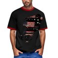 thumbnail image 2 of Men's Vintage-Inspired Button-Up Polo Shirt, Short Sleeve Top with Patriotic Stars Print for Summer ,Black L, 2 of 5