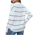 thumbnail image 4 of Striped Sweater Sevevn Women's Comfortable Spring/Fall Stripe Printing Long Sleeve Round Neck Sweater Top, 4 of 4