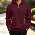 thumbnail image 2 of DJDLJWCJ Hoodies for Boys Fleece Lined Quarter Zipper Hooded Sweatshirt for Boys Winter Warm Pullover Hoodie Wine Size 7, 2 of 9