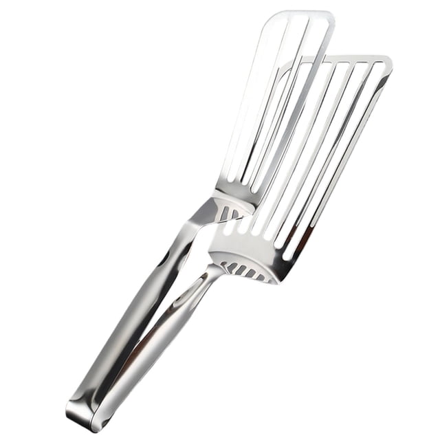 Pinza para parrilla de acero inoxidable mejorada, espátula con mango alargado y pinzas, multifuncional para asar, cocinar, freír y cocinar a la plancha