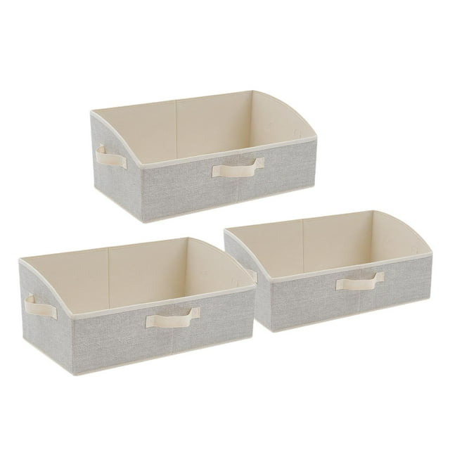 3 piezas de contenedores de almacenamiento de ropa plegables, organizadores de armario con asas, cajas de almacenamiento de ropa portátiles grandes Beige