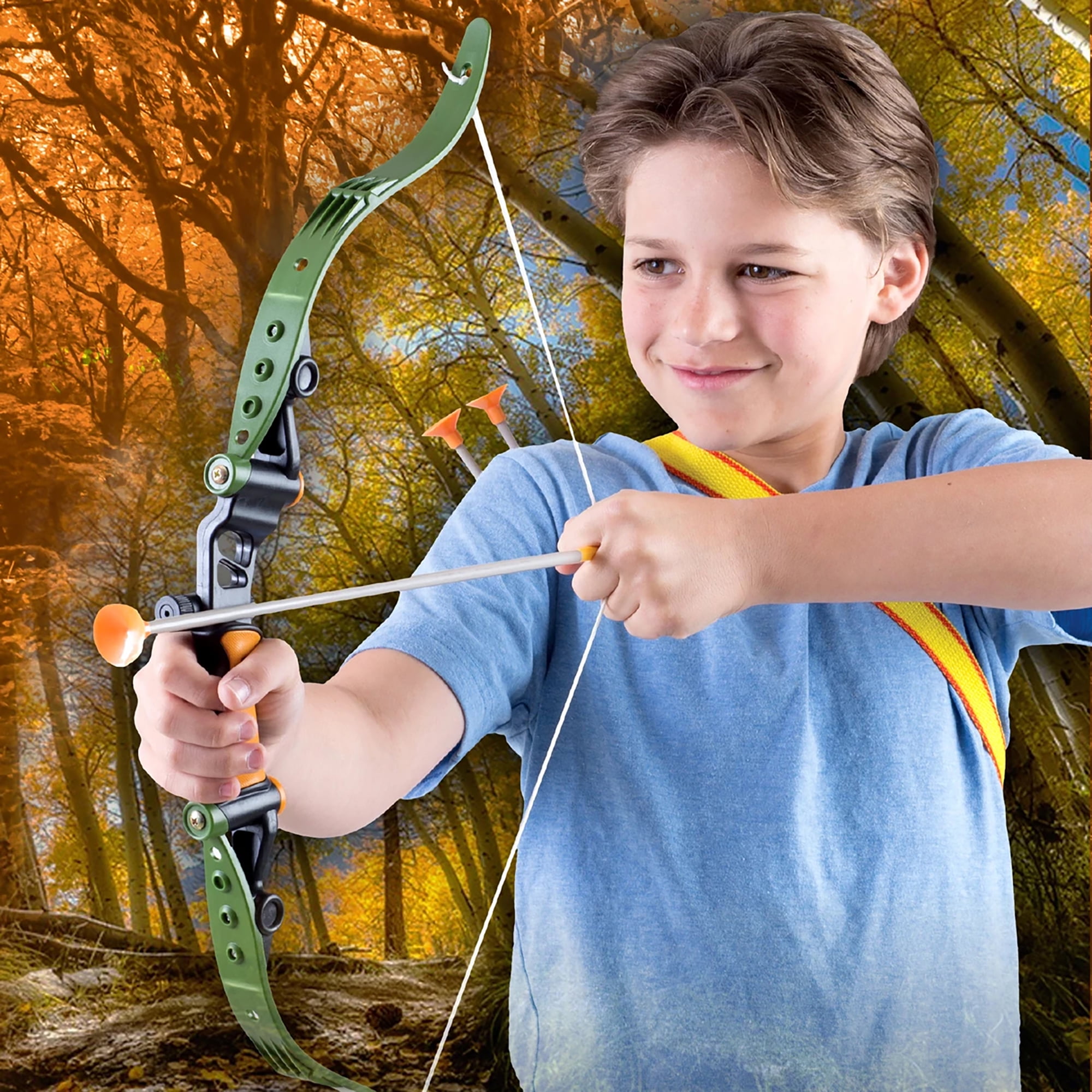 Realtree: Archery Set 25" Bow & Adjustable Quiver - Green/Orange NKOK, LED Scope, 3 Suction Tip Arrows & Target, Ages 8+ Each