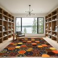 thumbnail image 2 of ODIKA 8'x10' Machine Washable Non-Slip Area Rug, Geometric Burnt Orange High Traffic Rug, Orange, 1016776, 2 of 7
