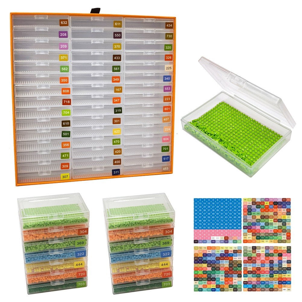 Hzzsbu 2-in-1 Diamond Painting Storage Trays with Lids,Diamond Art Supplies for Beads Storage & Line-Up