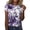 Purple, variant on LEAVINGSUO 2024 Womens Clearance, Womens Fashion Women's Fashion Printed Round Neck Short Sleeve T-Shirt Blouse Loose Tops