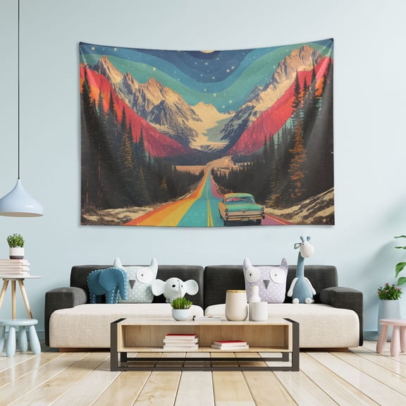 Yayeee Tapestry Wall Hanging for Bedroom 60" x 40" Living Room Home Wall Art Decor, Colorful Road