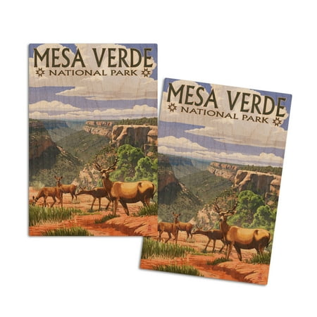 

Mesa Verde National Park Colorado Deer Family (4x6 Birch Wood Postcards 2-Pack Stationary Rustic Home Wall Decor)