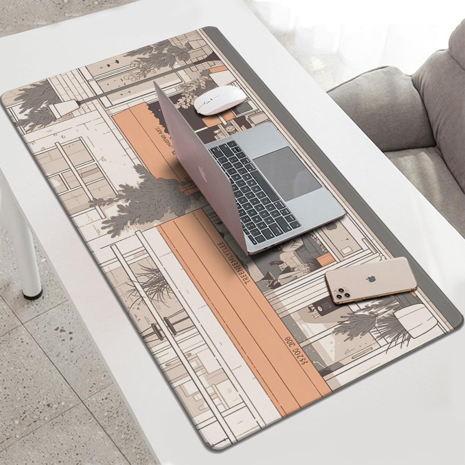 Anime Japanese Street View Gaming Mouse Mat,Rectangle 3XL Extra Large Mouse Pad 47.3 X 23.6 Inches Non-Slip Rubber Gaming Mouse Pad with Stitched Edges, Office Mouse Pad for Women Men Kids