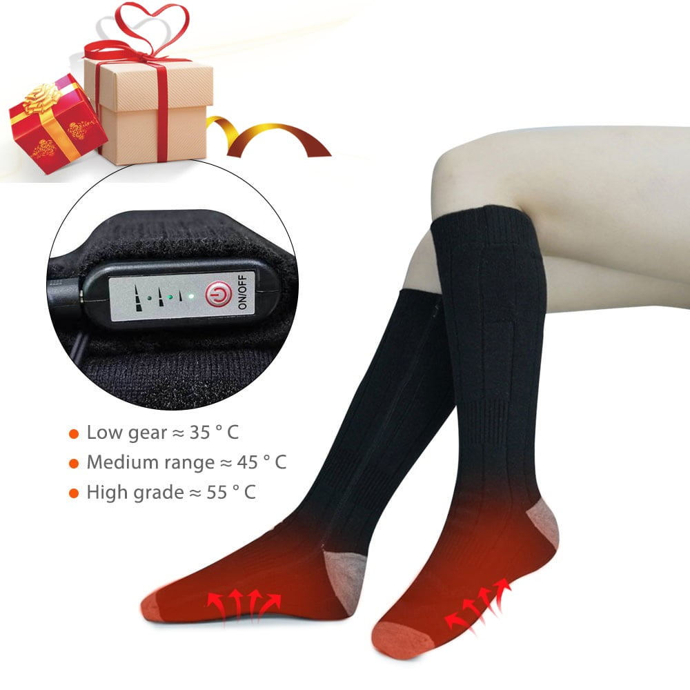 Aptoco Battery Heated Socks Womens Rechargeable Washable Thermal Warming Socks 3 Temperatures