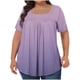 thumbnail image 1 of Tops Cortos para las Mujeres Impreso Cuello de Gran Tamaño Plisado Manga Corta Suelta Superior en Tamaños Más L-5xl, 1 of 4