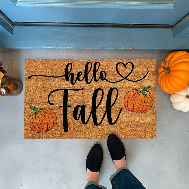 Hello Fall Door Mat, Pumpkin Fall Doormat, Welcome Mat