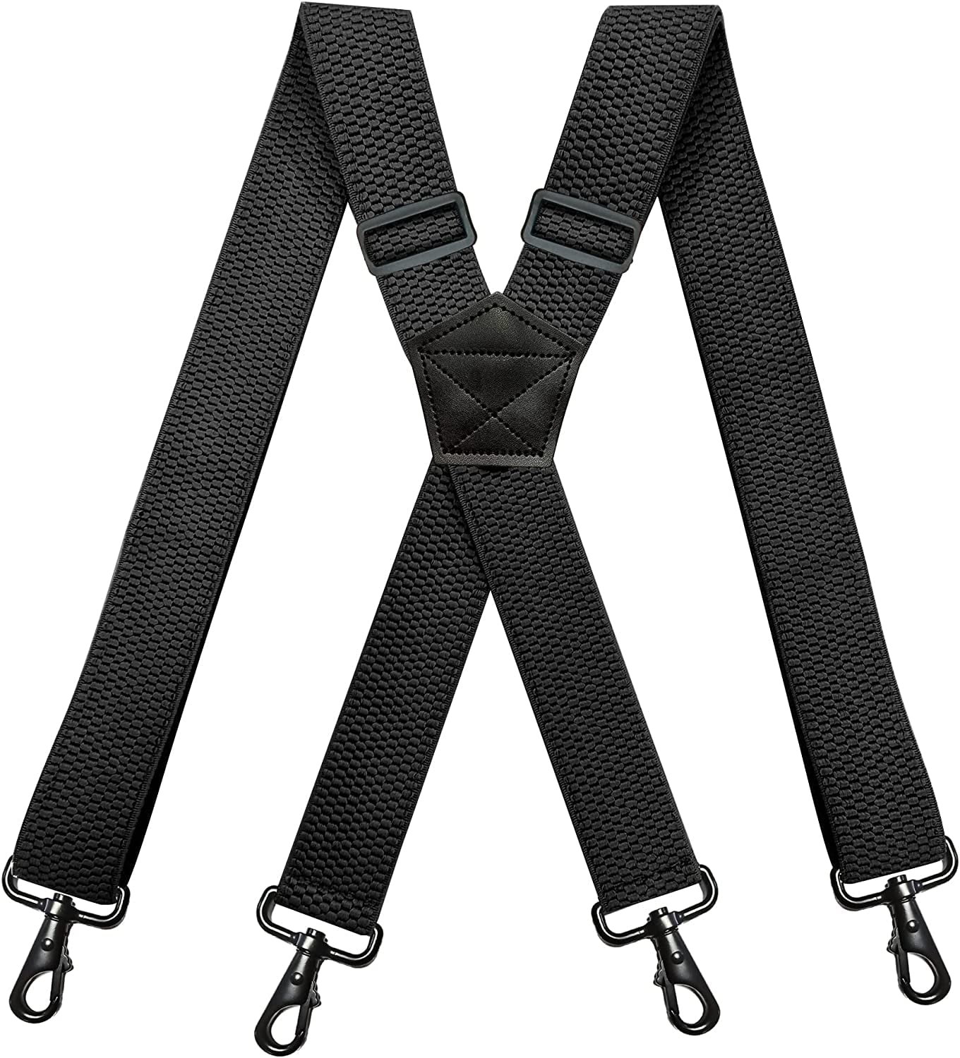 Egebert 1 1/2 Inch Wide Suspenders for Men Heavy Duty 4 Black Snap