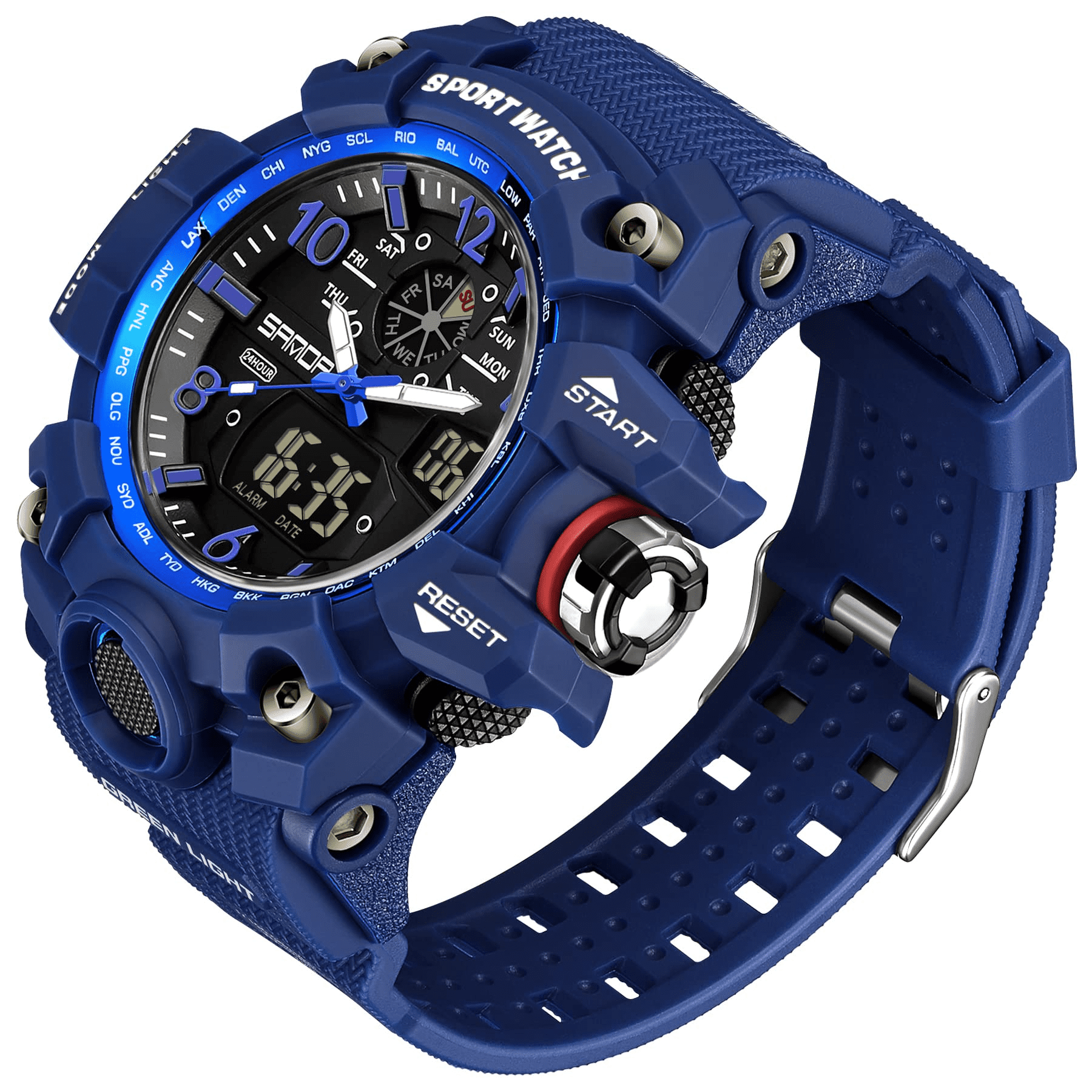 Findtime Mens Sport Watch Waterproof Watches Military Tactical Watch Outdoor Digital Watch Big Face Alarm Stopwatch LED Analog Watch for Men