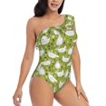 thumbnail image 3 of Wukai Funny Chicken Chic One Shoulder Swimwear with Ruffle Design and Tummy Control Skirt: Fashionable, Supportive, Comfortable for Beach-X-Large, 3 of 7