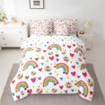 thumbnail image 3 of Manfei Crayon Rainbow Full Size Bedding Sets, Love Heart Groovy Full Size Bed in a Bag, White, Polkadot Reversible, 7-Piece, 3 of 6