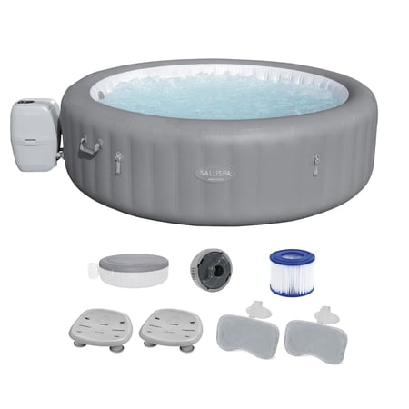 Bestway SaluSpa Grenada AirJet Hot Tub, Spa Seat (2 Pk), & Headrest (2 Pk) with Pump #P09144