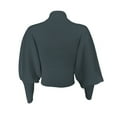 thumbnail image 3 of WEAIXIMIUNG Mode Femmes Décontracté Uni Col Haut Long Chandail à Manches Lanterne Blouse Tops, 3 of 6