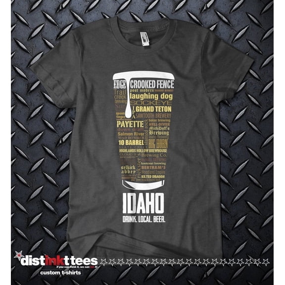 Idaho Craft Beer Typography T-Shirt - Black, Small | One-of-a-Kind Christmas Gift