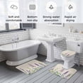thumbnail image 5 of Purple Lavender Bath Mat 3 Piece Bathroom Rug Set, Botanical Blossom Motif Leaves Spring Non Slip Bath Rug Contour Mat and Toilet Lid Cover, Absorbent Shower Mats Soft Bath Rugs and Mats Sets, 5 of 8