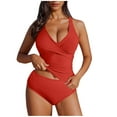 thumbnail image 2 of Two Piece Swimsuits for Women Summer Solid Color With Chest Cushion And No Steel Support Backless Strap Bikini Swimsuit, 2 of 4