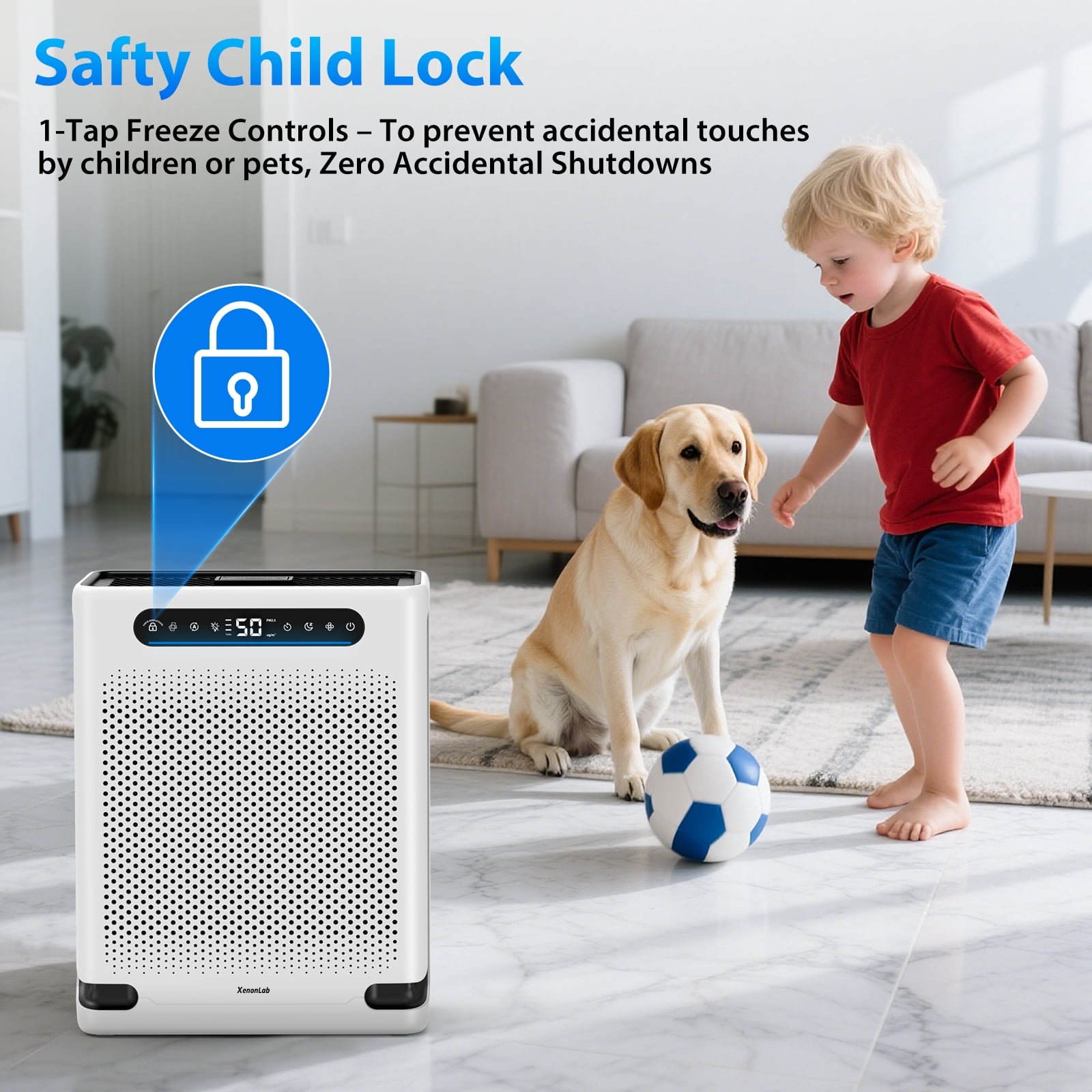 Air Purifiers for Home Large Room Up to 2600 Ft², HEPA Air Purifier with Washable Filter,20dB Sleep Mode Air Cleaner for Pet Hair Odors Smoke Dust