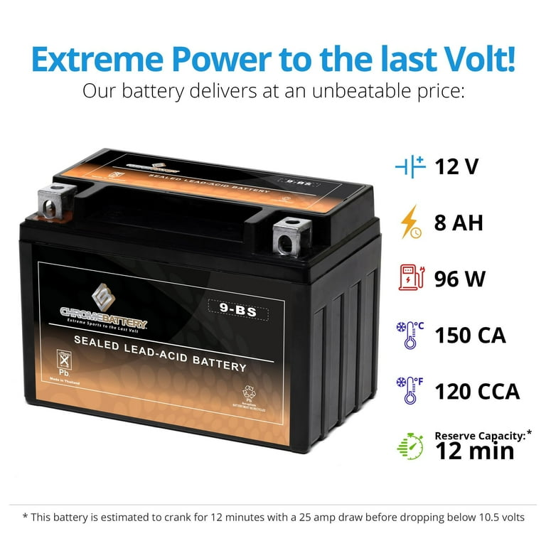 Mighty Max YTX9-BS Battery 2 Pack - For Honda XR650L 2018-2020, 12V 8AH 135 CCA