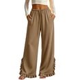 thumbnail image 2 of YHAJDS Women Straight Long Pants Loose Fit Drawstring Elastic Waist Casual Trousers, 2 of 6