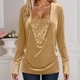thumbnail image 2 of Hauts Pailletés pour Femmes 2026 Printemps Tendance Y2K Manches Longues Col en V Velours Ample Patchwork T-Shirts Tenue Rave, 2 of 8