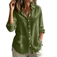 thumbnail image 3 of Ashirexll Summer Tops for Women Solid Color Long Sleeve Button Linen Shirt with Pockets Casual Summer Blouse, 3 of 7