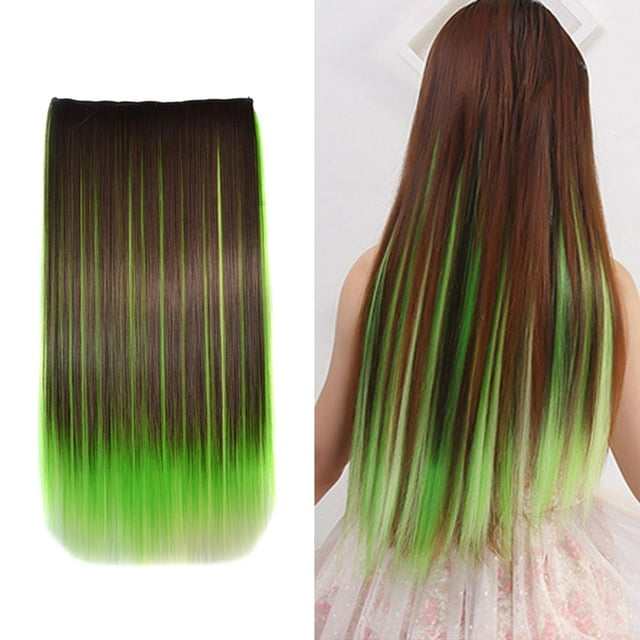 XIAQUJ Color Highlights Five Clip Hair Extensions Straight Hair Wig Piece Hair Curtain F