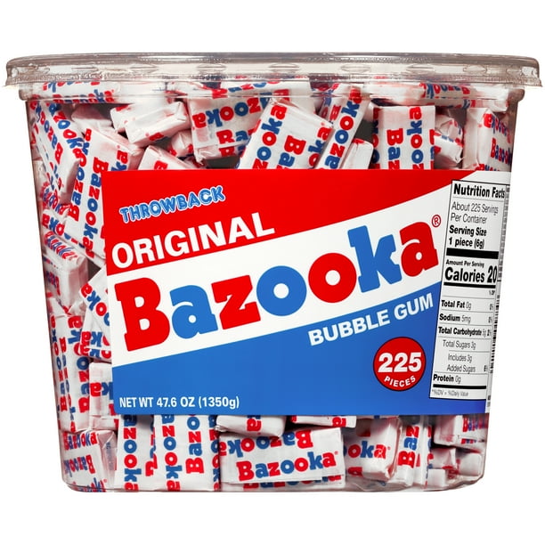 Bazooka Bubble Gum Individually Wrapped Pink Chewing Gum in Original Flavor 225 Count Bulk