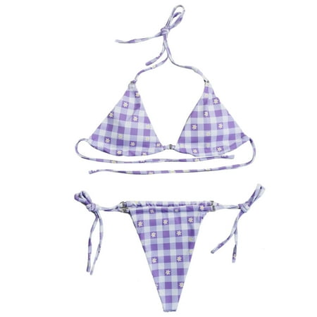 ROZYARD Two Piece Bikini Set for Women String Bathing Suit Halter Top with Bikini Bottom