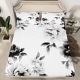 thumbnail image 2 of Feelyou Grey Fashion Flower Full Size Sheets, Watercolor Floral Bed Sheets, Teens Adult Women Girls Sheet Sets, Ultra Soft Bedroom Decor, 4 Pieces, 2 of 7