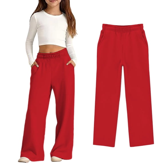 Kids Boys Sweatpants Elastic Waist Jogger Sweatpants with Pockets Boys Solid Pants Red Joggers for Boys Girls Kids Spring Fall Sweatpants 11-12 Years