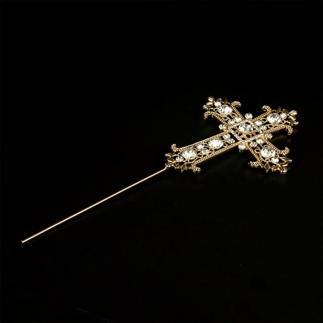 Glittery Cross Cake Topper Cake Topper Diamante Primera Comunión Vintage Decoración de Pasteles Bandera para Compromiso Boda Bebé , Oro Macarena Banderines cruzados para pasteles