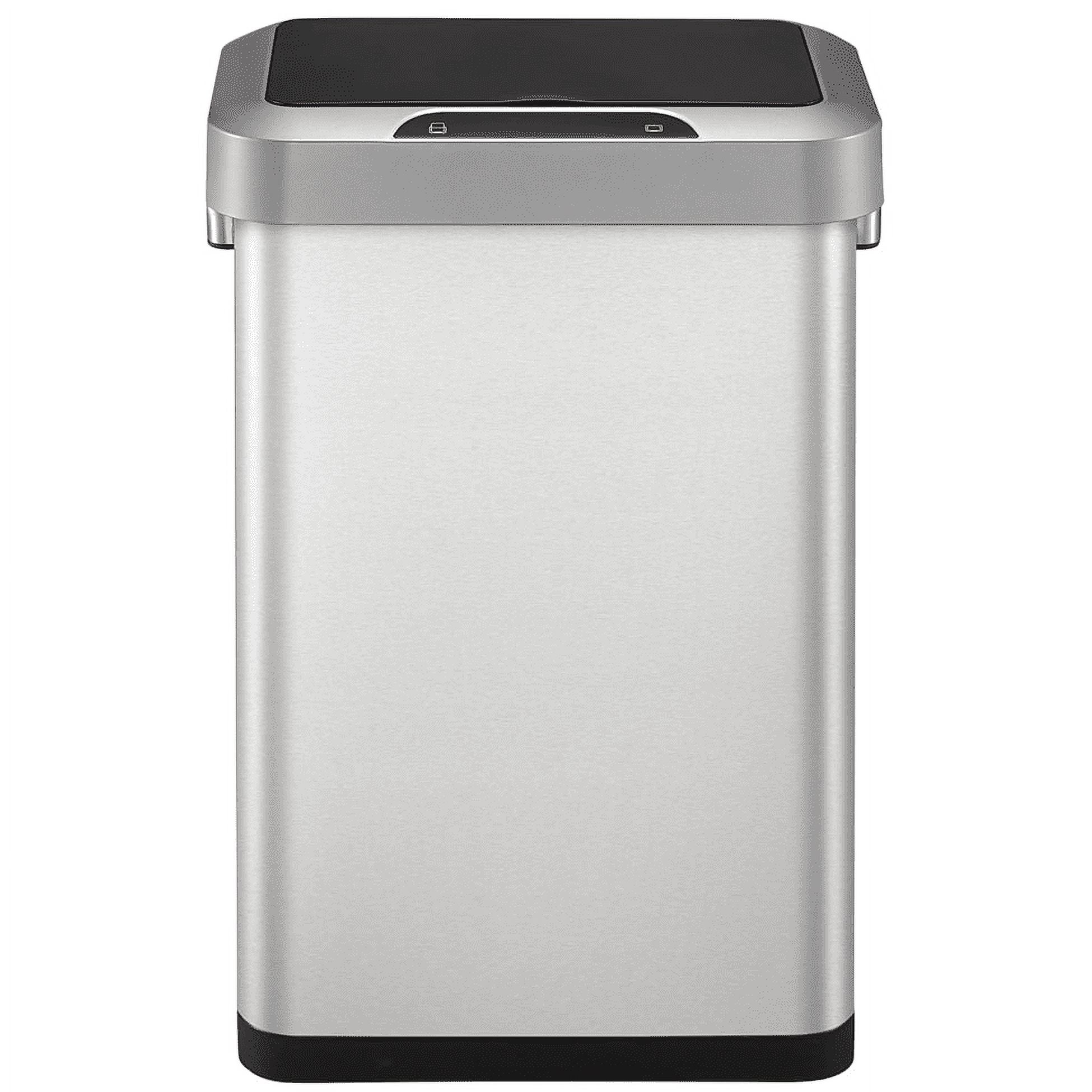 EKO Aria Semi-Round Brushed Stainless Steel Step Trash Can, 11.9 Gallon,  Kitchen Trash Can 45L