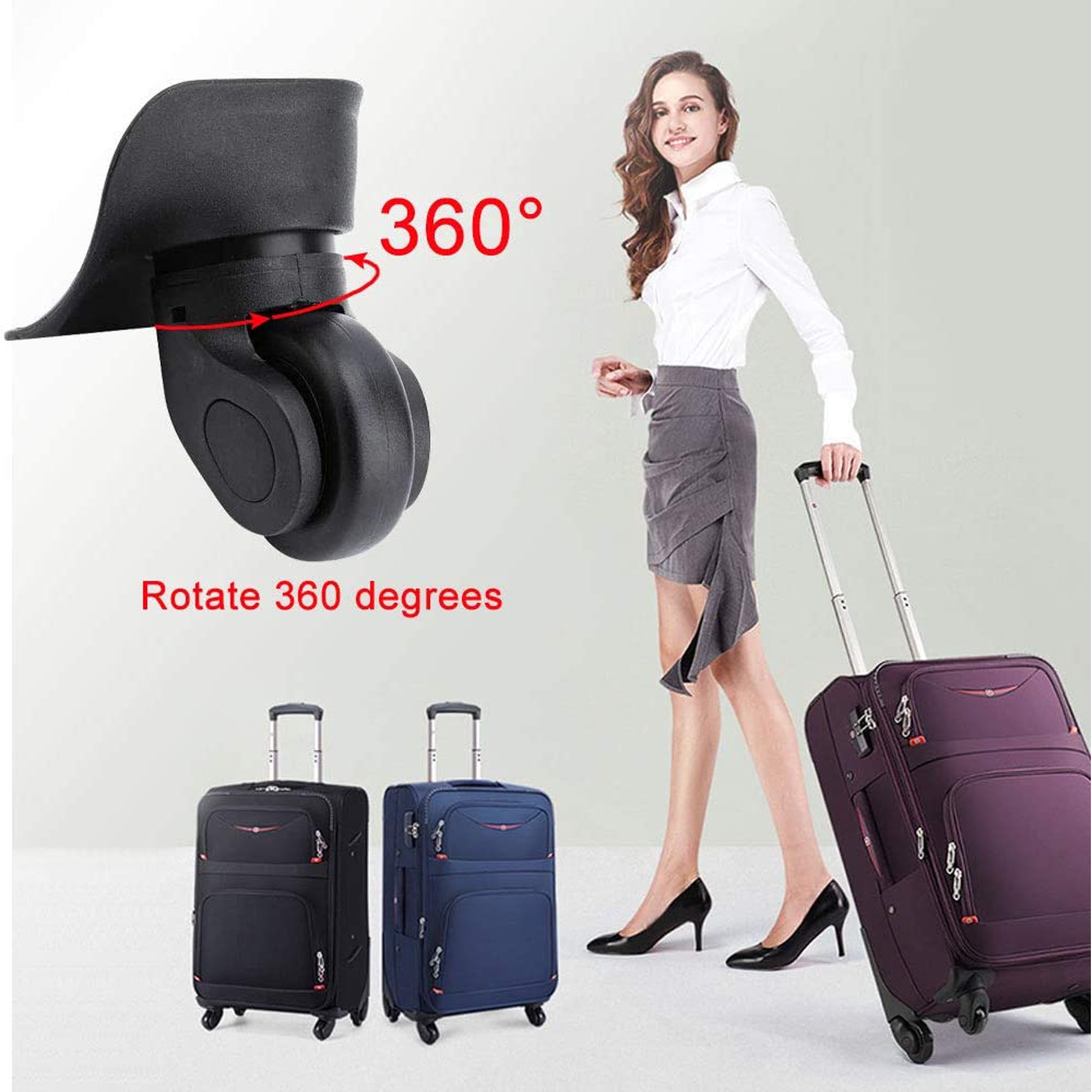 Roulettes De Remplacement Pour Valise - Universelles, Silencieuses, Noires En Plastique
