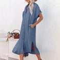 thumbnail image 2 of Vestido clásico con cuello de solapa Color sólido para mujer traje informal holgado con abertura lateral, 2 of 9
